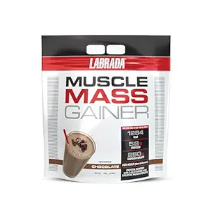 Labrada Muscle Mass Gainer Powder for Adults Post-Workout, 52g Protein, 250g Carbs, 1g Creatine, 500mg L-Carnitine, Chocolate, 11 lbs, 5000 gram