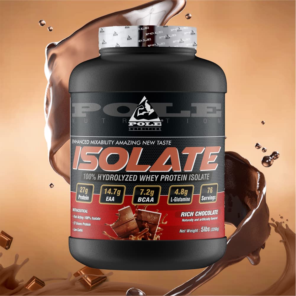 Pole Nutrition Isolate 100% Protein | Chocolate Flavor | 5 lbs, 2268g 76 Servings of Pure Protein Power for Optimal Muscle Support