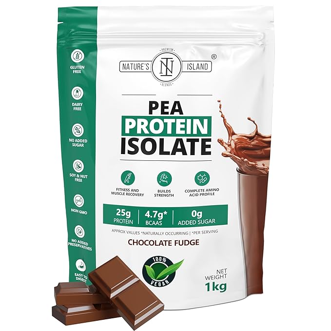 Nature’s Island Plant Protein 1 Kg | Canadian Pea Protein Isolate | Vegan | 25g Protein/Serving | Easy To Digest | All Essential Amino Acids | No Sugar | No Preservatives | Chocolate Flavour