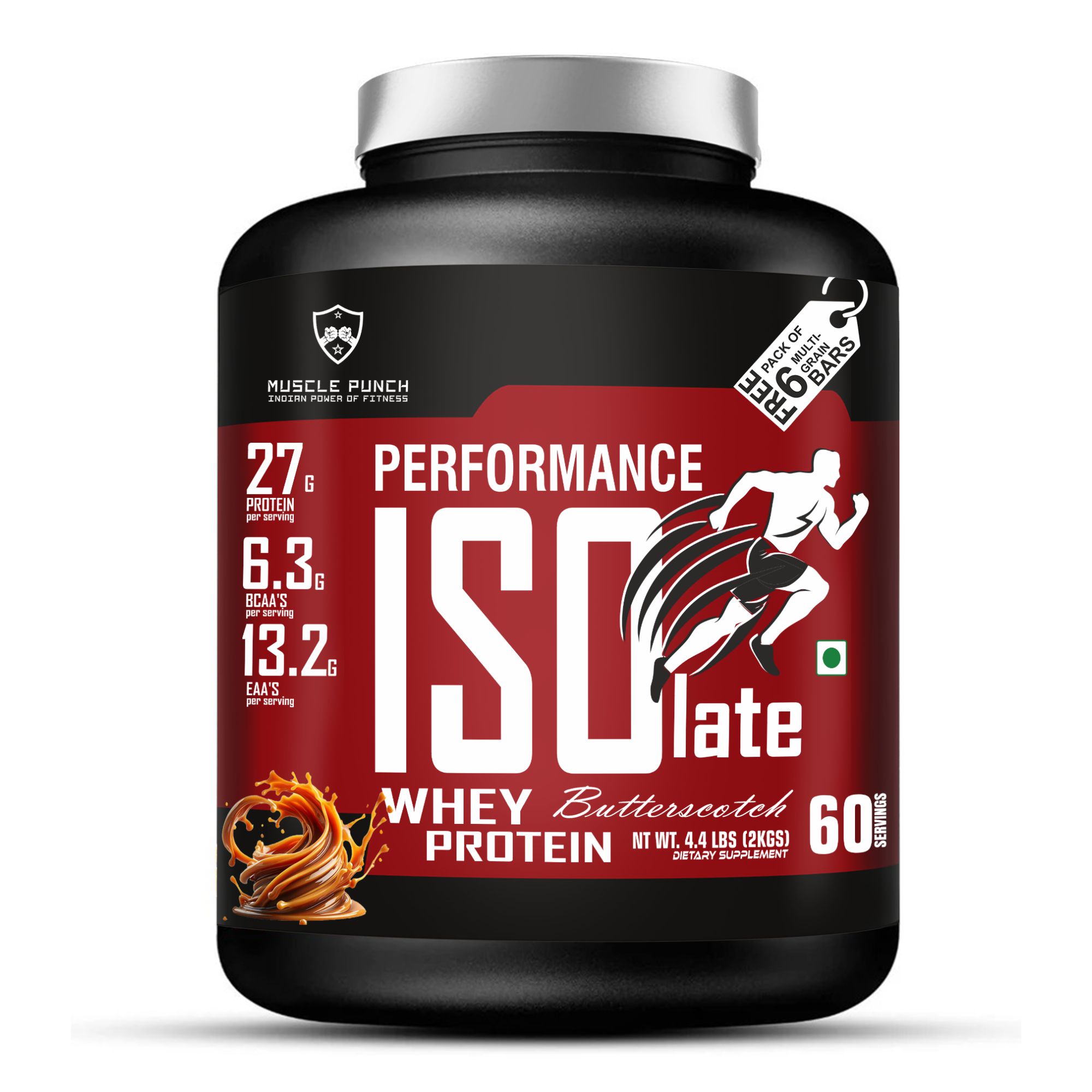 Muscle Punch | 100% Whey ISOLATE Protein – PERFORMANCE SERIES | Whey Protein (BUTTER SCOTCH, 2 KG) 